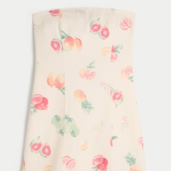 Hollister - Linen-Blend Strapless Mini Dress - Cloud White Print - Large - NWT - Picture 4 of 4